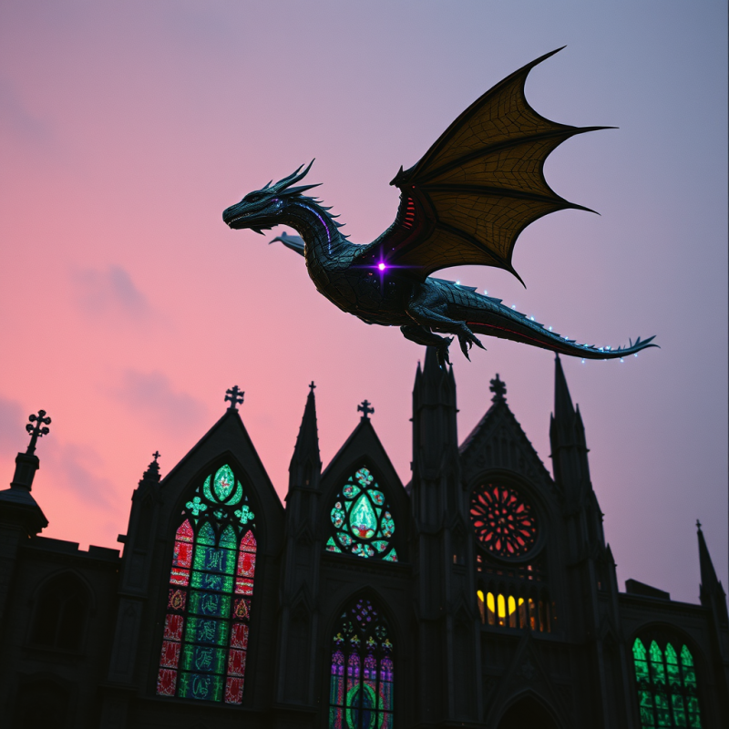 Dragon in Gothic Cathedral