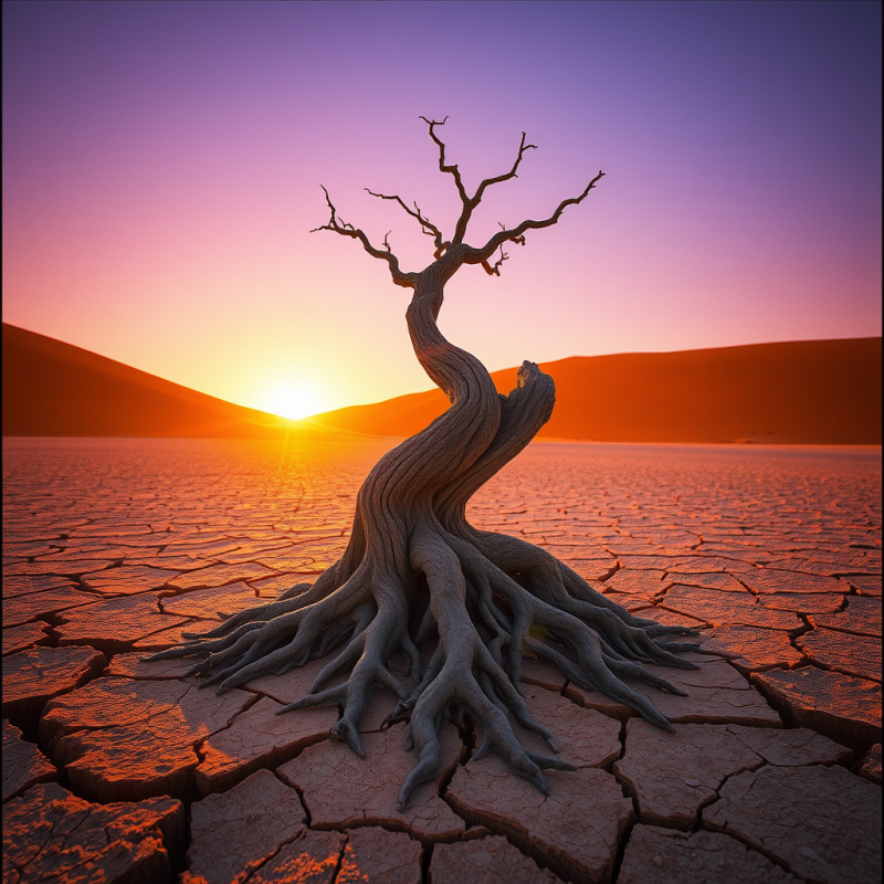 Desiccated Tree at Dusk