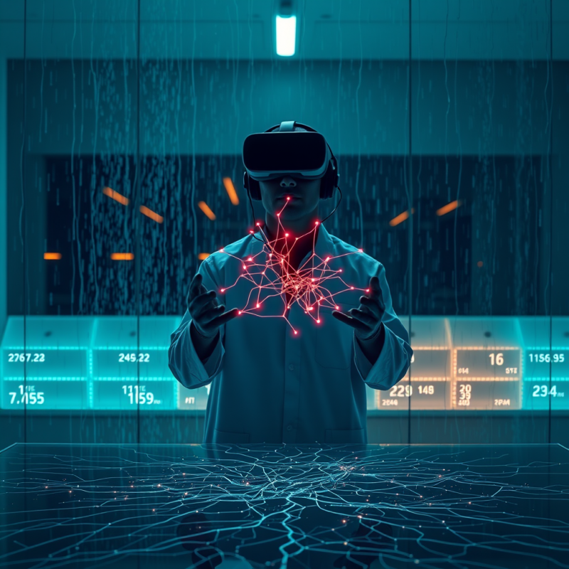 Scientist Manipulating Digital Network