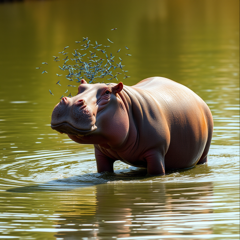 Hippo Splashing Water