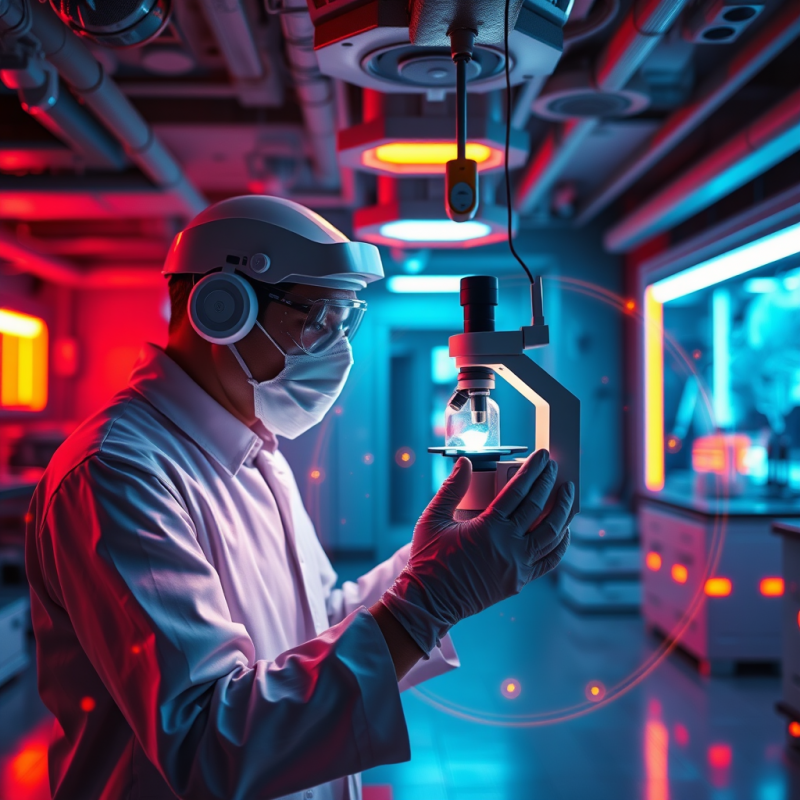 Scientist in a Futuristic Lab