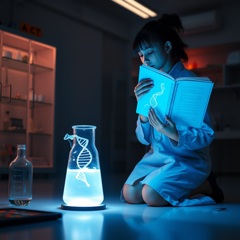 Scientist Reading Dna Book in Lab