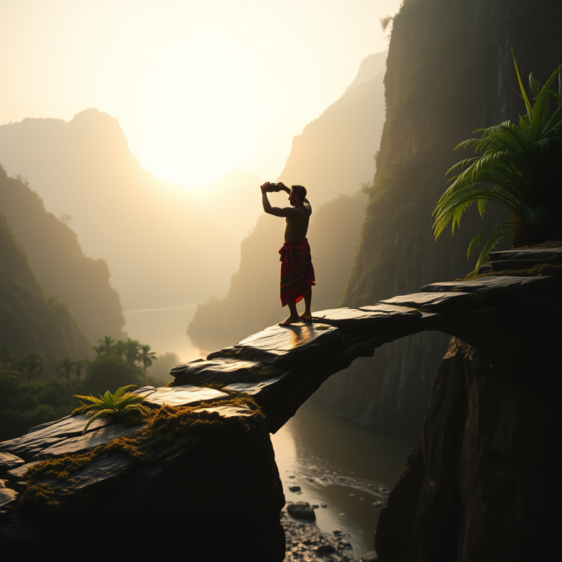 Man Standing on Rock Bridge