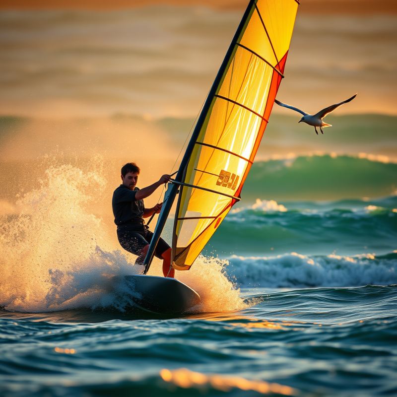 Wind Surfer with Bird