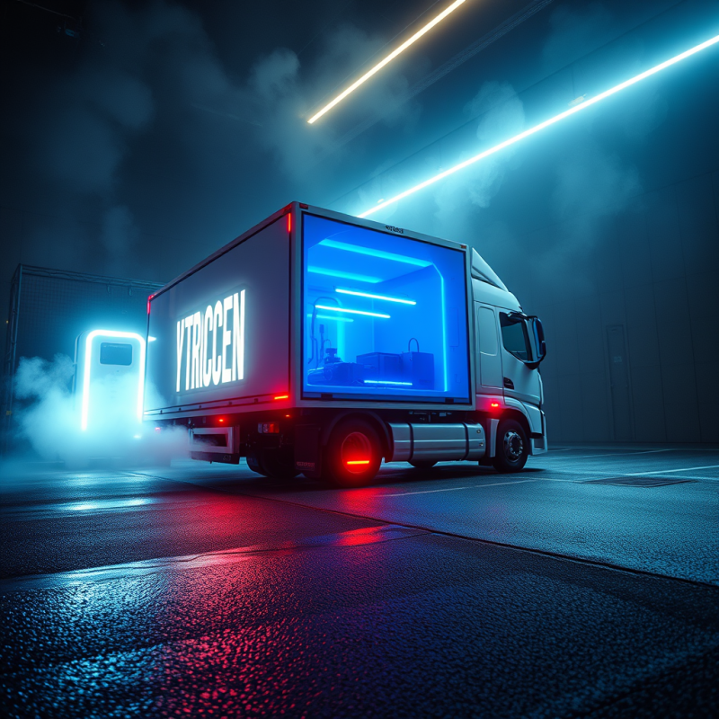 Neon Truck in Foggy Night