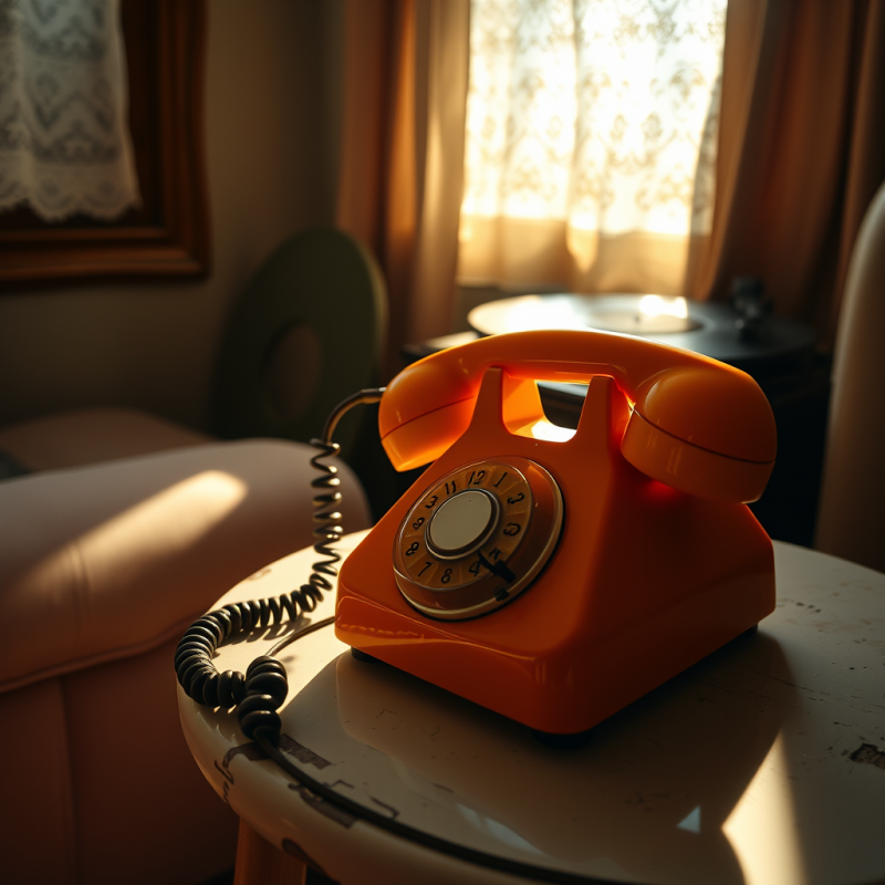 Vintage Orange Rotary Phone