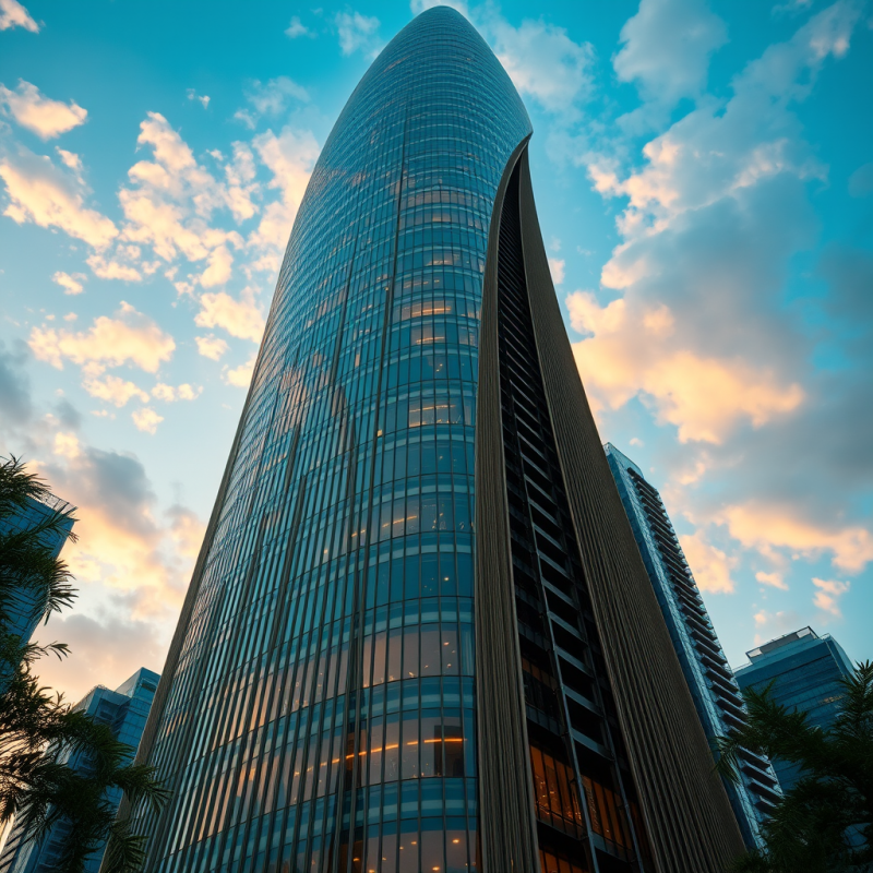 Modern Skyscraper at Sunset