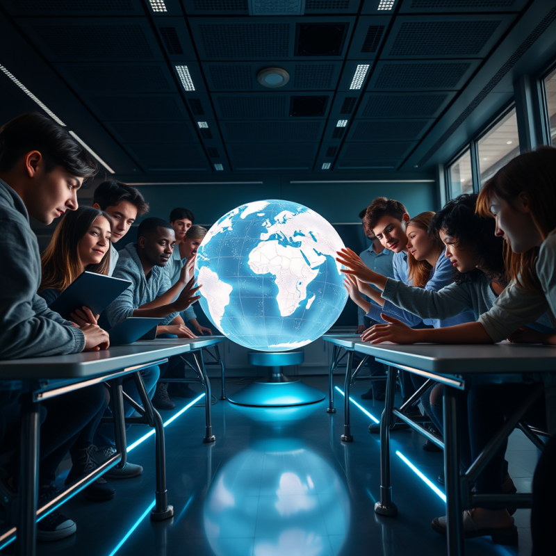 Students Exploring a Digital Globe