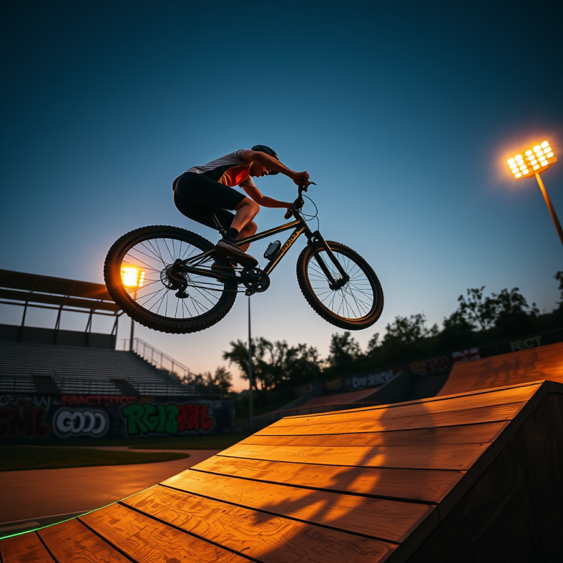 Bmx Rider Mid-air Jump at Sunset