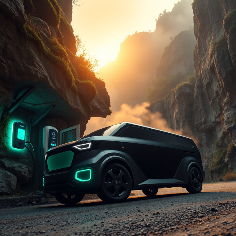 Futuristic Electric Car in Canyon