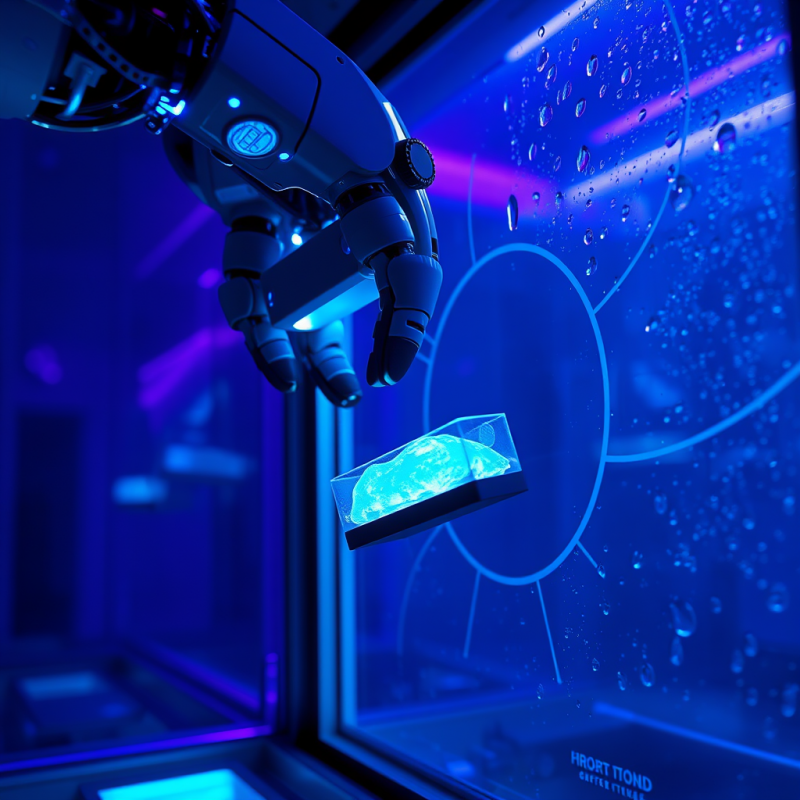 Robot Hand Holding Glowing Specimen