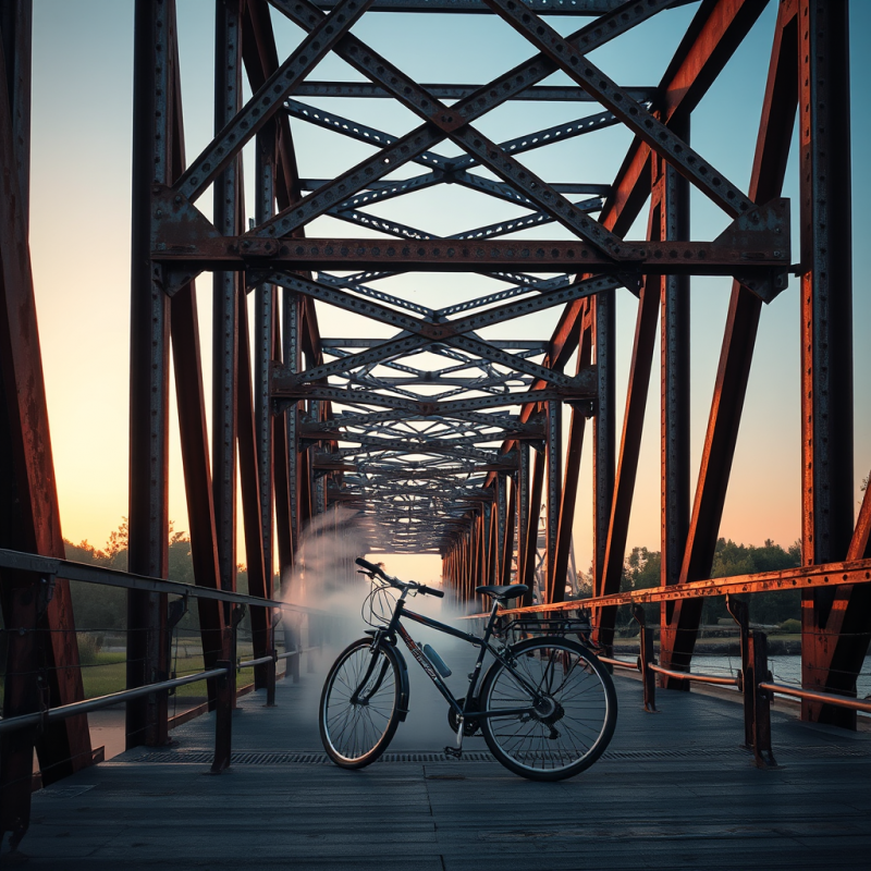 Bicycle on a Rusty Bridge