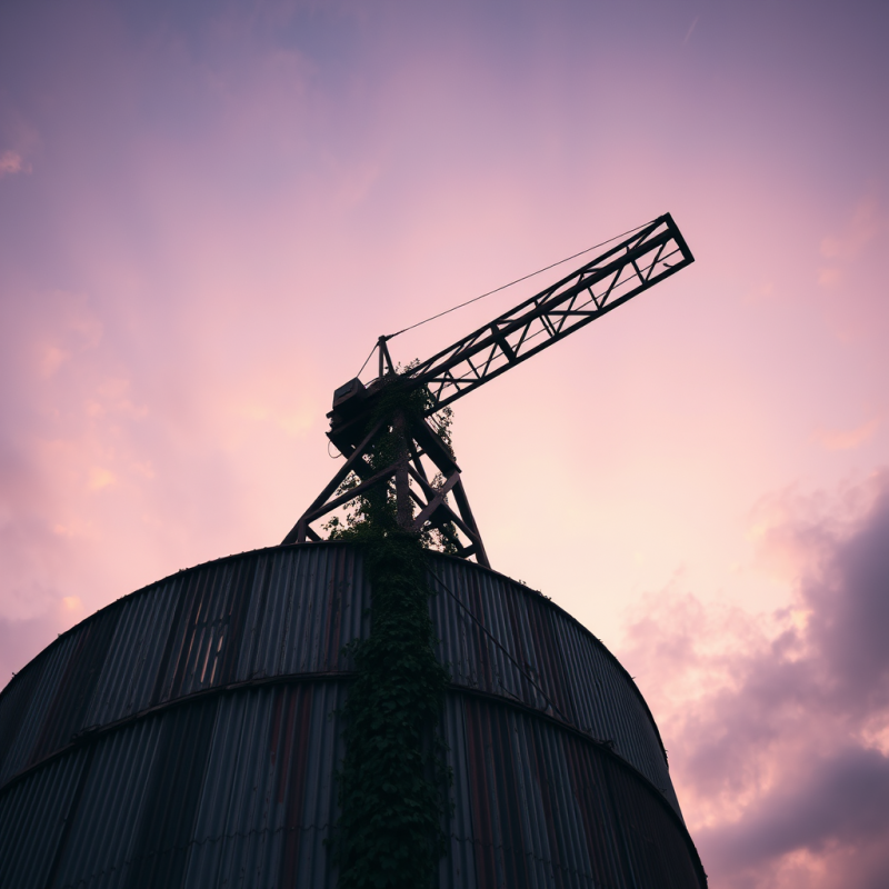 Industrial Windmill Against Sunset