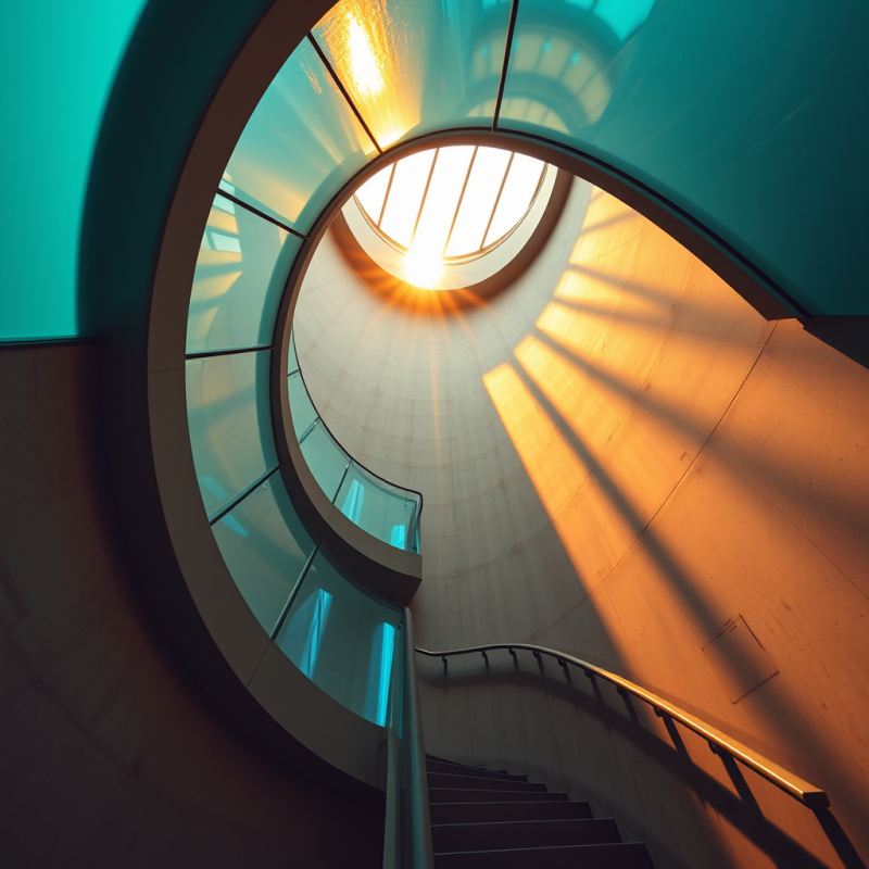Spiral Staircase with Sunlight