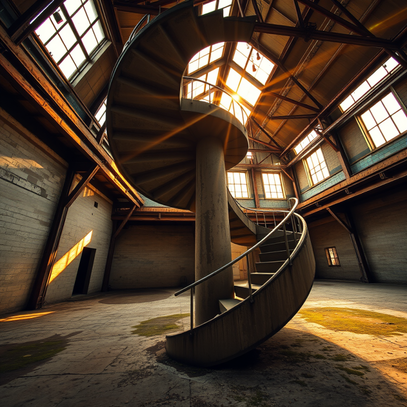 Spiral Staircase in Industrial Setting