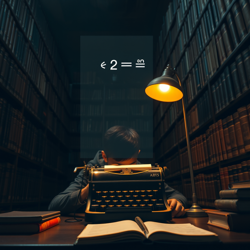 Student Typing on Vintage Typewriter