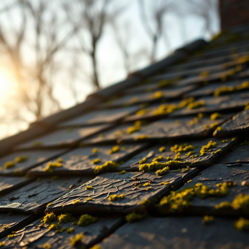 Mossy Roof Tiles at Sunset