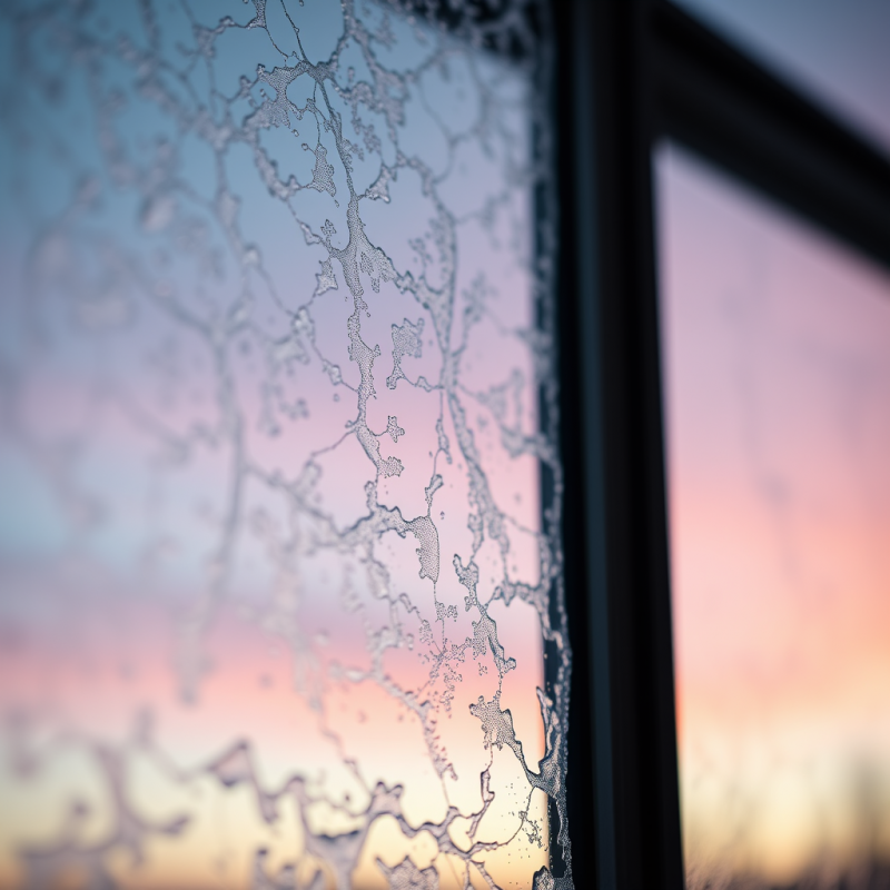Frosted Window at Sunset