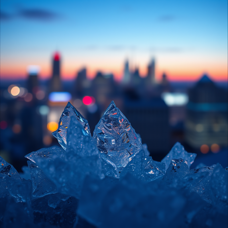 Ice Crystals Over City Skyline