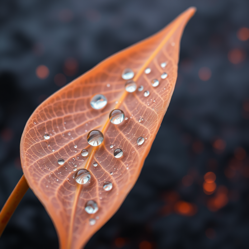 Orange Leaf with Water Droplets