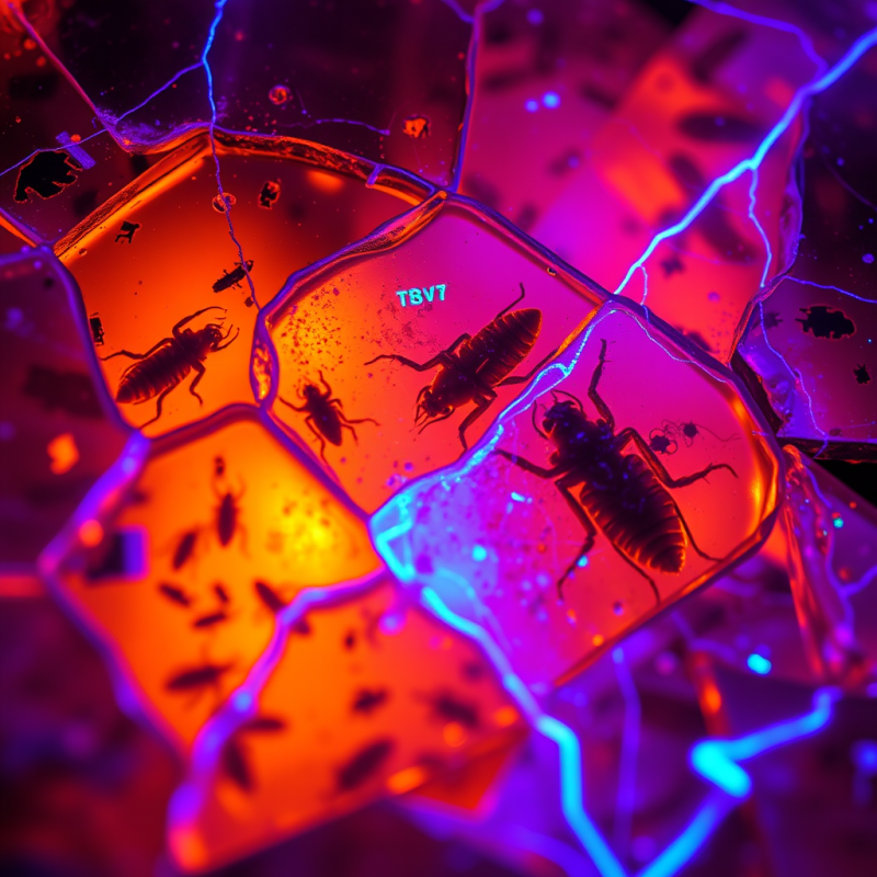 Glowing Insects in Hexagonal Vials