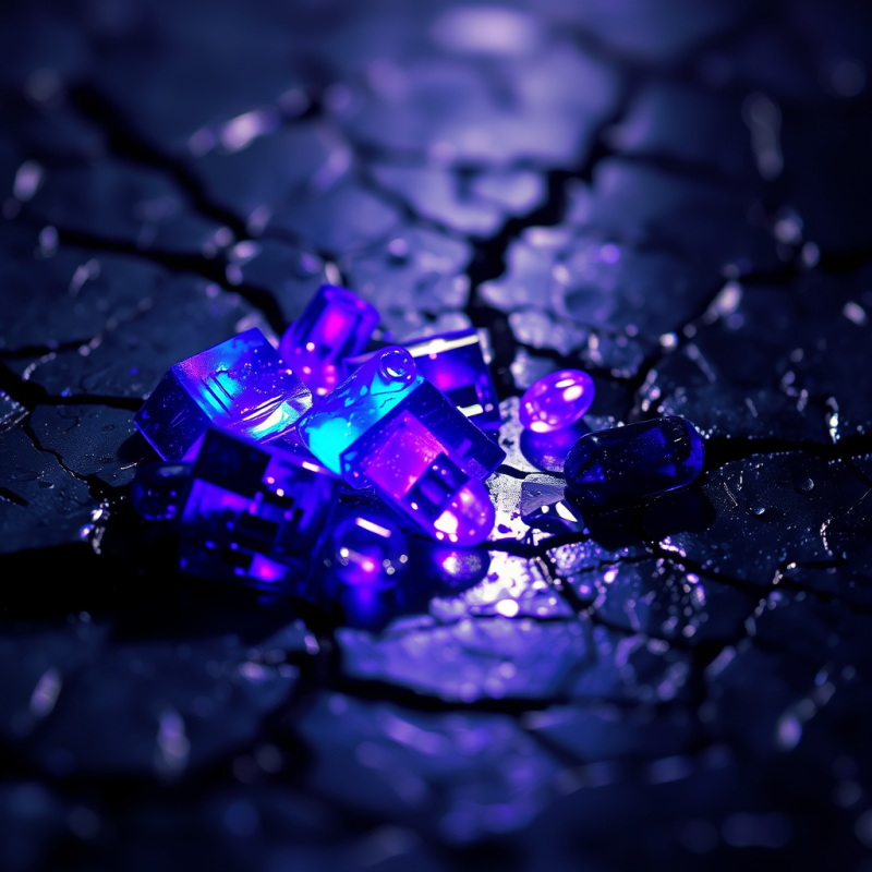 Glowing Crystals on Broken Surface