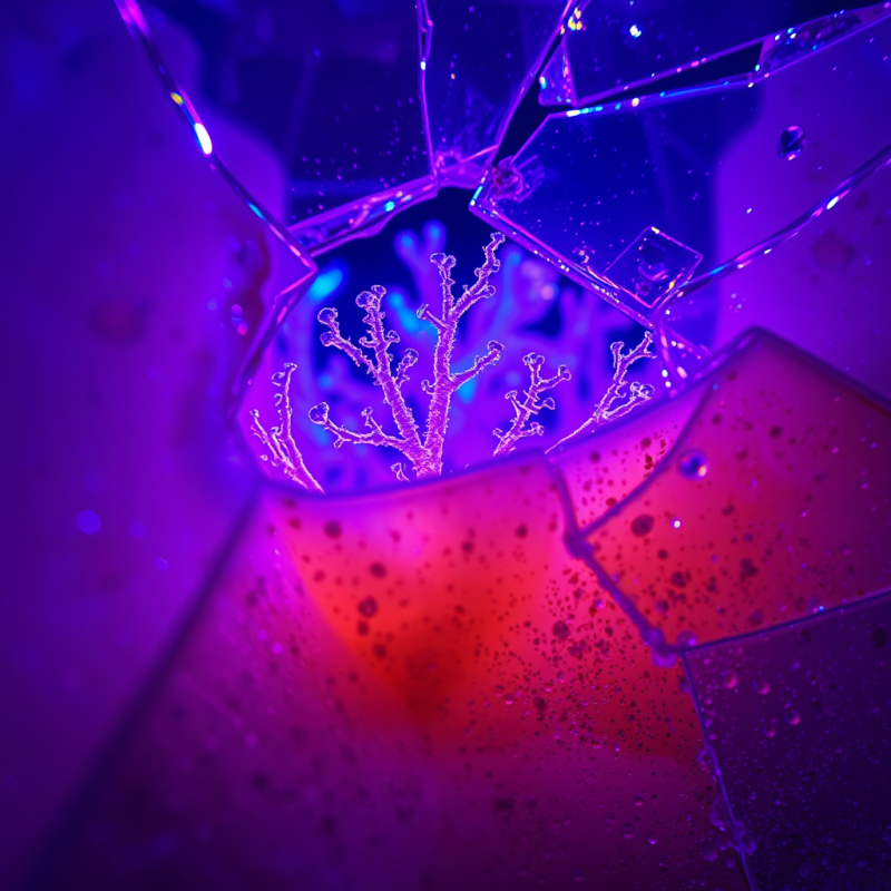 Frosty Branches Through Shattered Glass