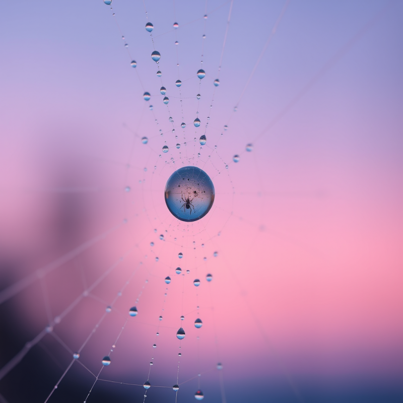 Spider Web with Water Droplets