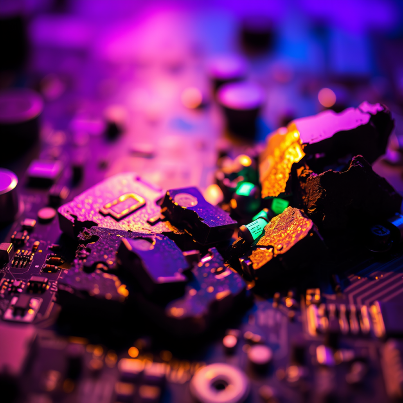 Glowing Circuit Board Under Neon Lights