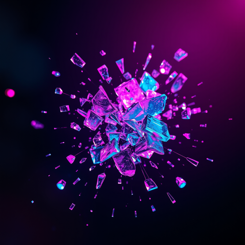 Glowing Crystal Explosion in Neon Purple