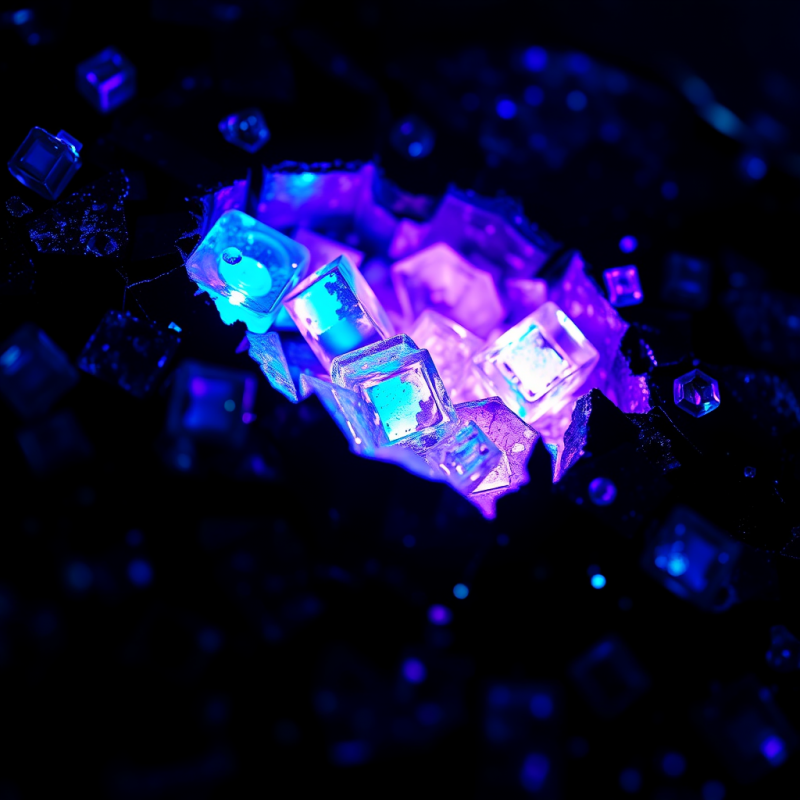 Glowing Blue and Purple Cubes