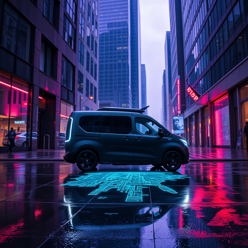 Futuristic Car in Neon City