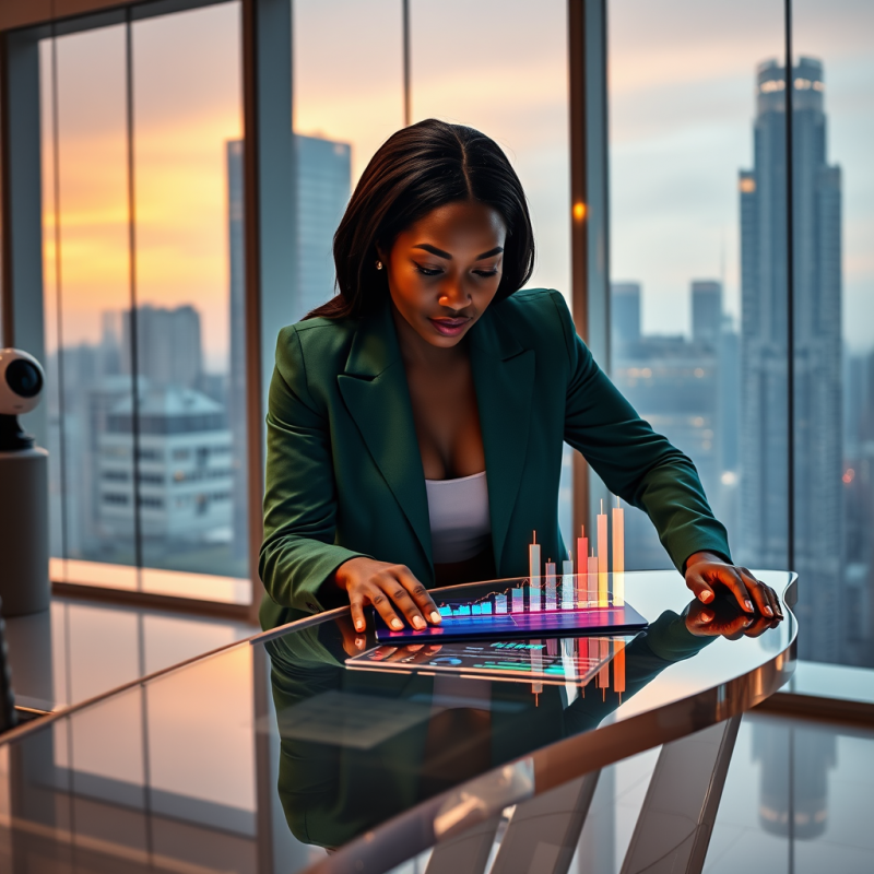 Businesswoman with Financial Chart