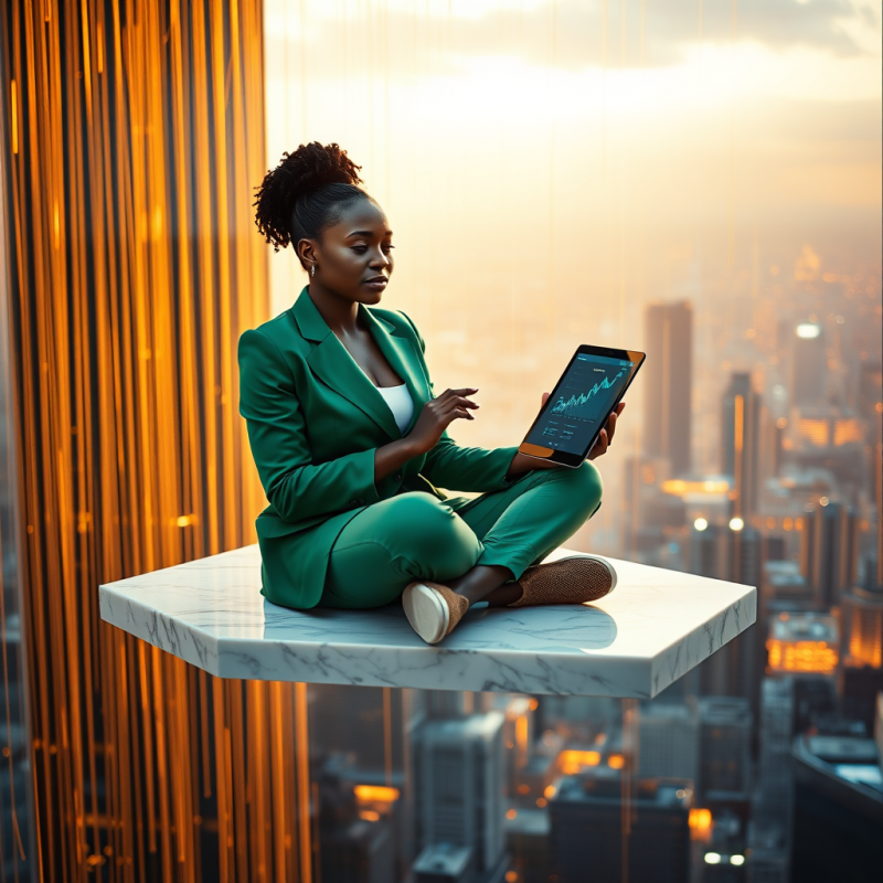 Businesswoman in Green Suit
