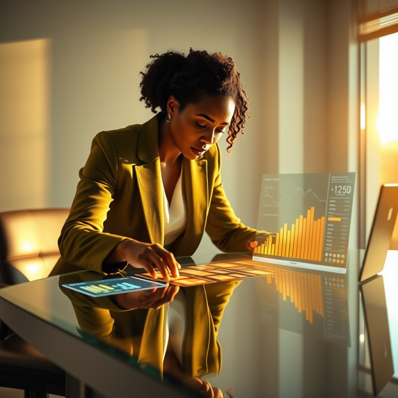 Businesswoman Analyzing Financial Data