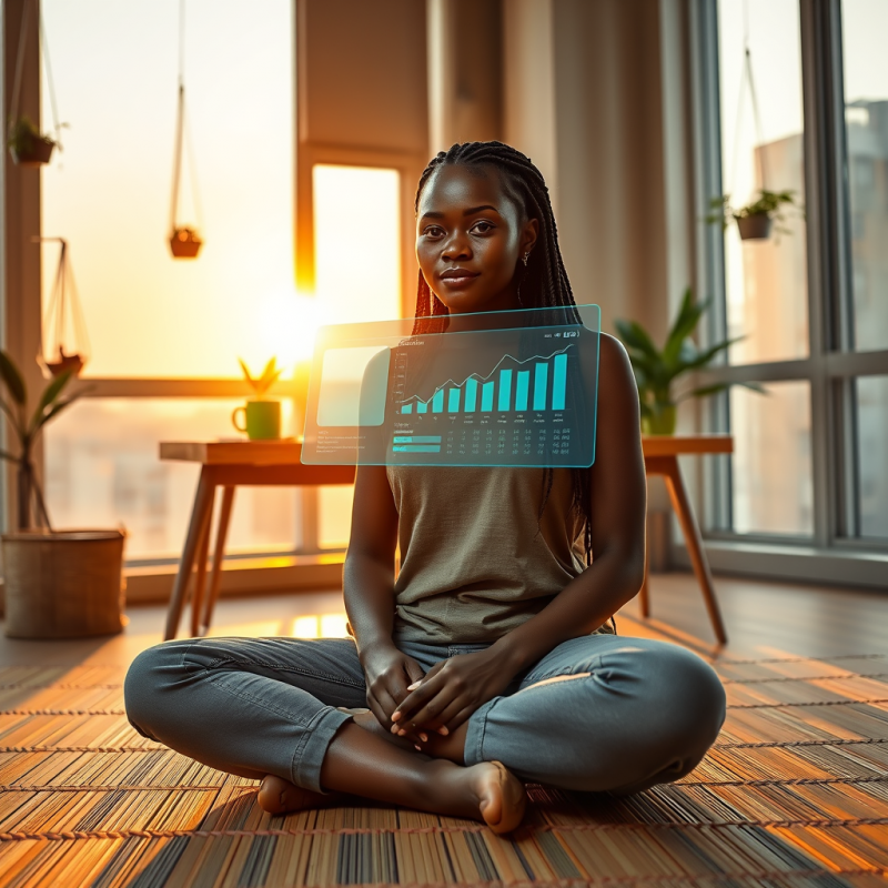 Woman with Futuristic Data Display