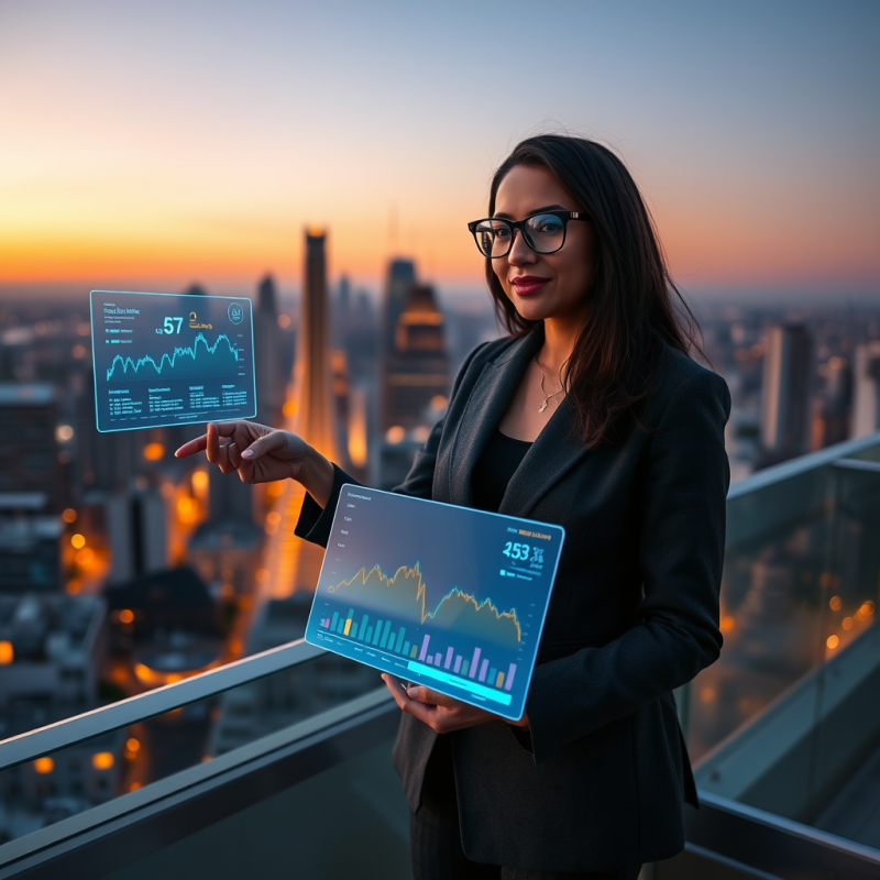 Businesswoman with Digital Analytics