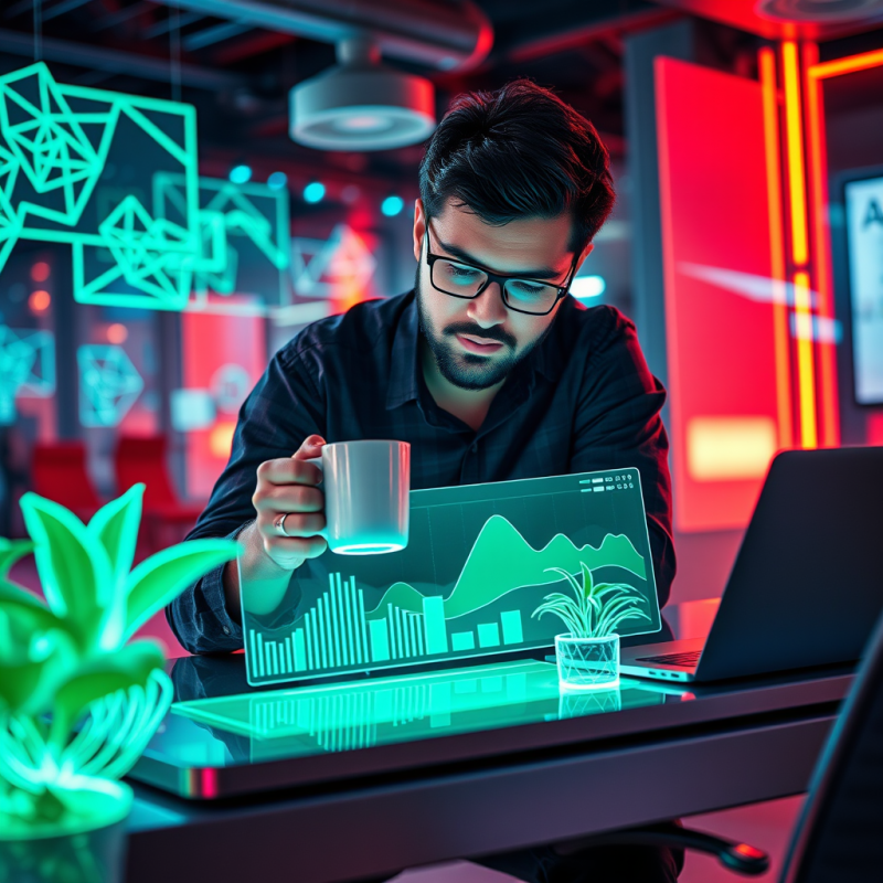 Man Analyzing Data with Coffee