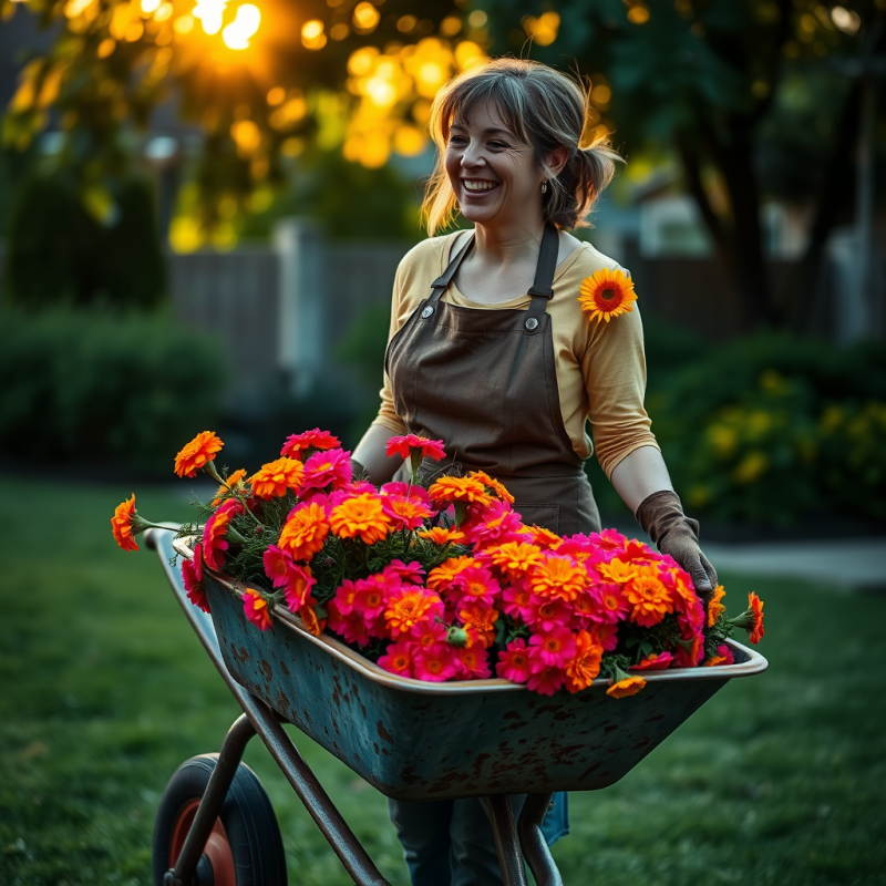 Gardener with Flower Cart