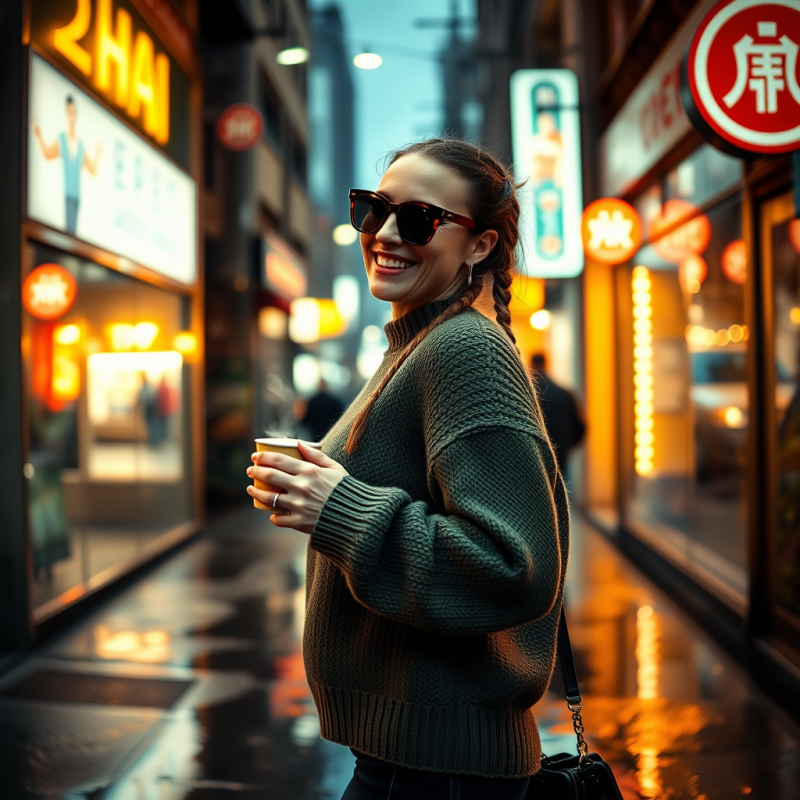 Woman in Sunglasses Holding Coffee Cup