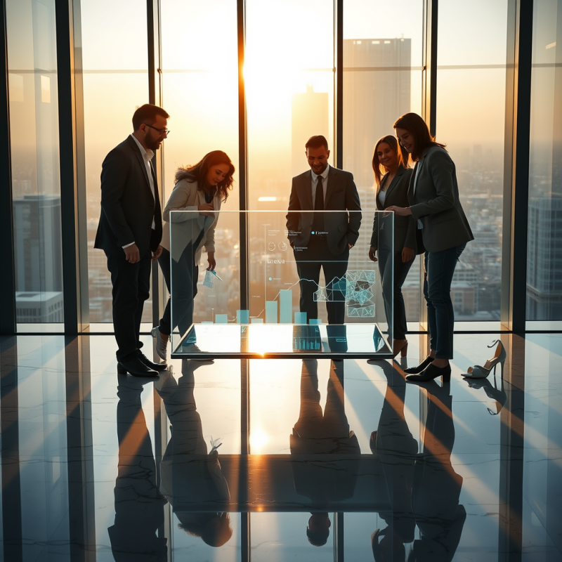 Business Team Analyzing Data in Modern Office