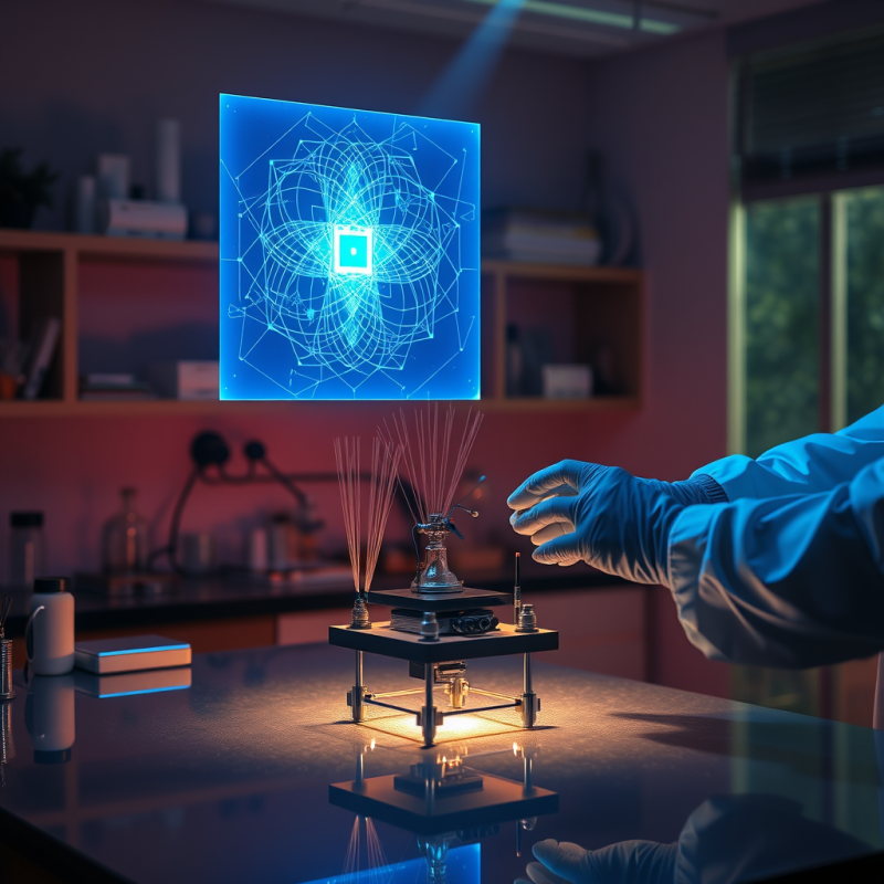 Scientist Interacts with Holographic Display