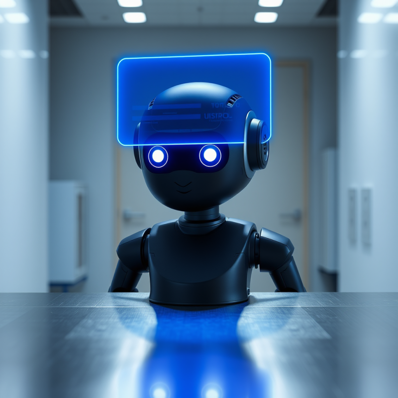 Blue-hued Robot with Glowing Eyes