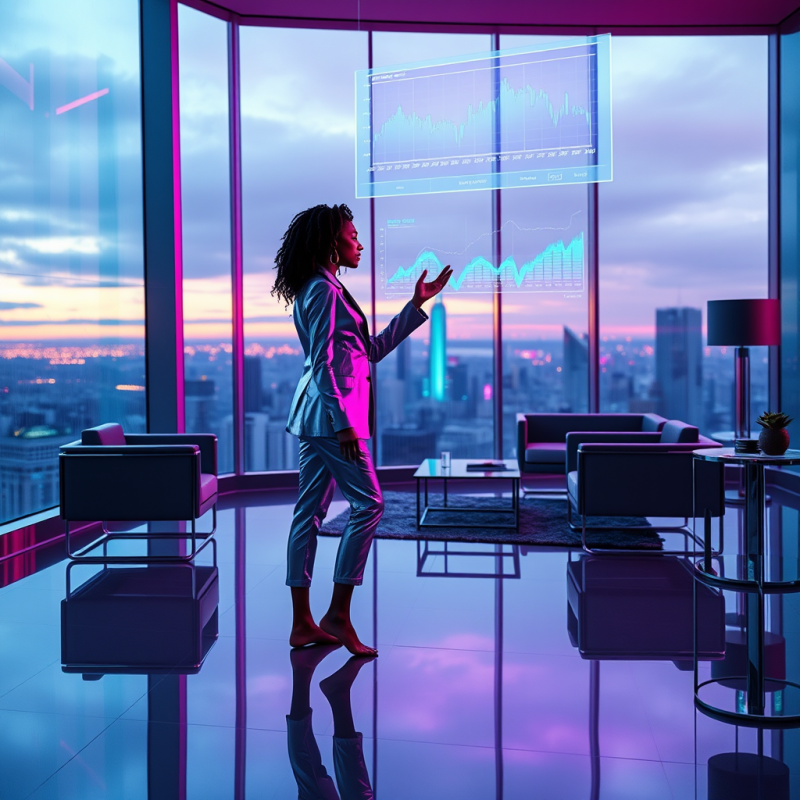 Businesswoman Analyzing Stock Charts