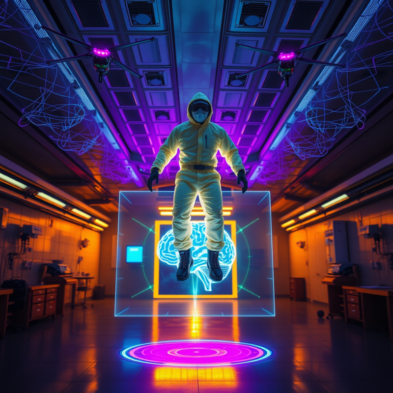 Astronaut in Futuristic Lab