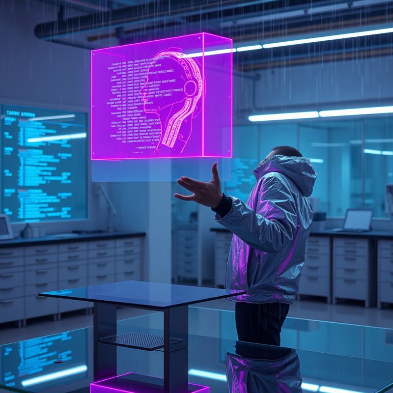 Person Interacting with Floating Hologram