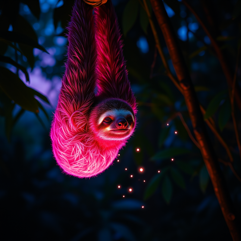 Glowing Sloth in the Jungle
