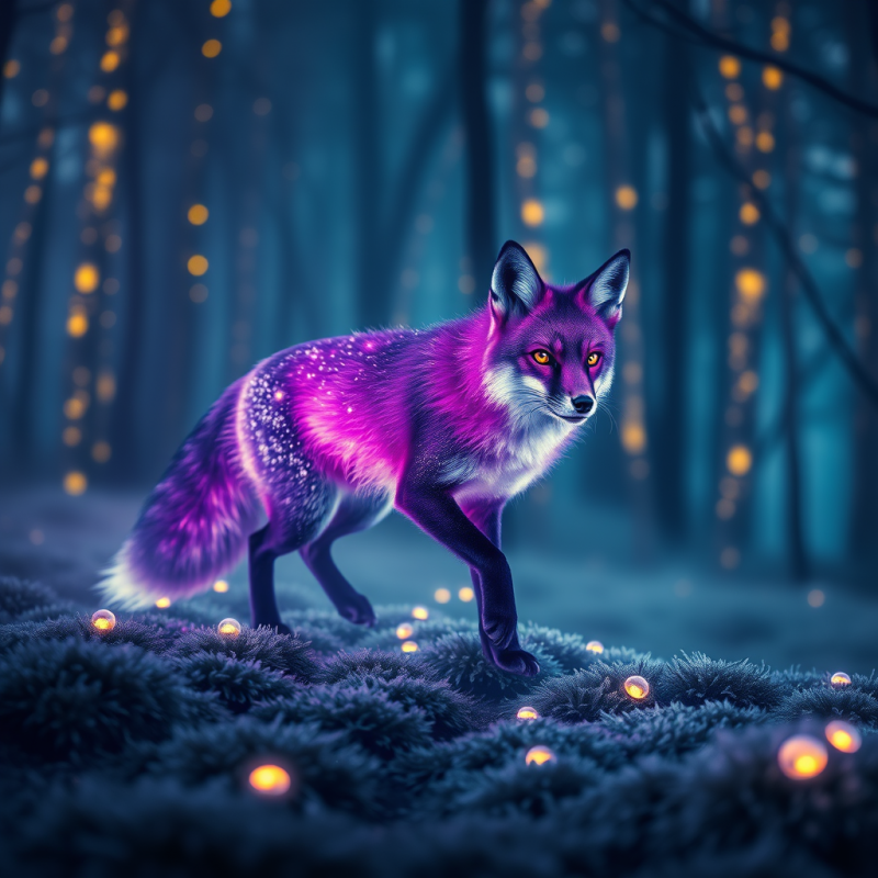 Glowing Fox in Enchanted Forest
