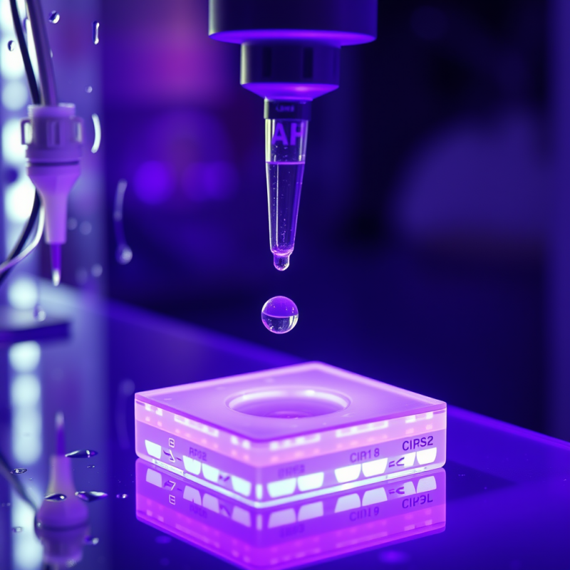 Lab Dropper Dispensing Sample in Purple Light