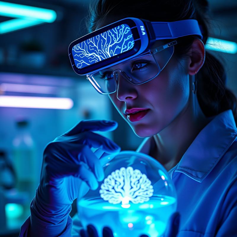 Scientist with Brain-scanning Vr